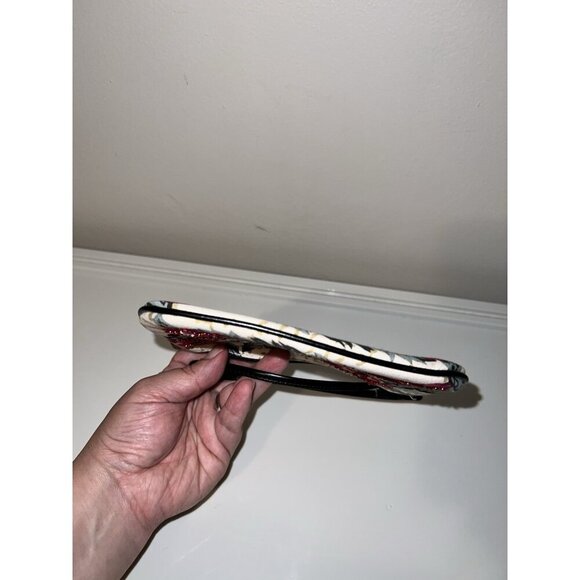 Leopard Animal Print Hibiscus Faux Leather Handle Trim Wristlet Wallet - Picture 7 of 11